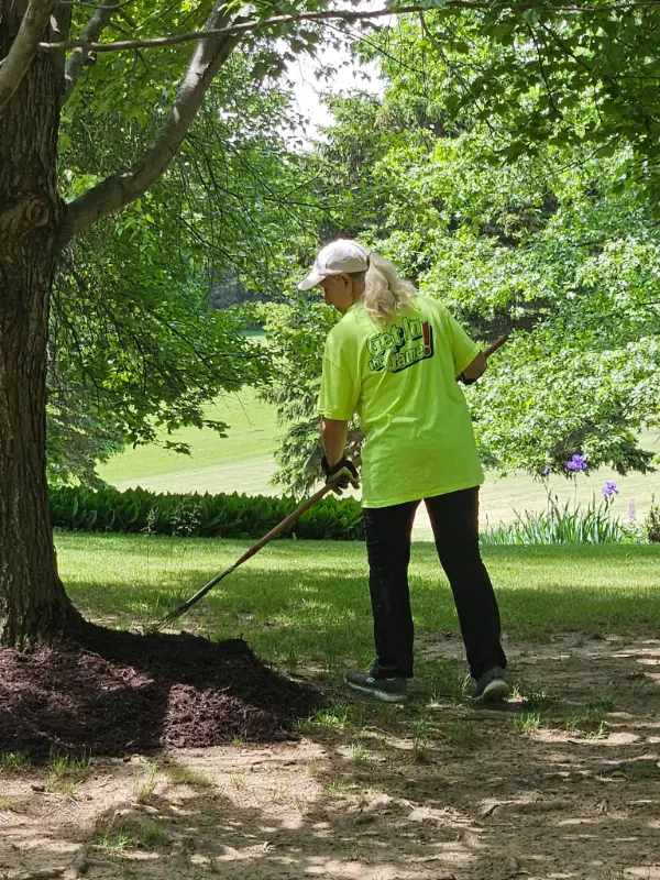 Raking mulch